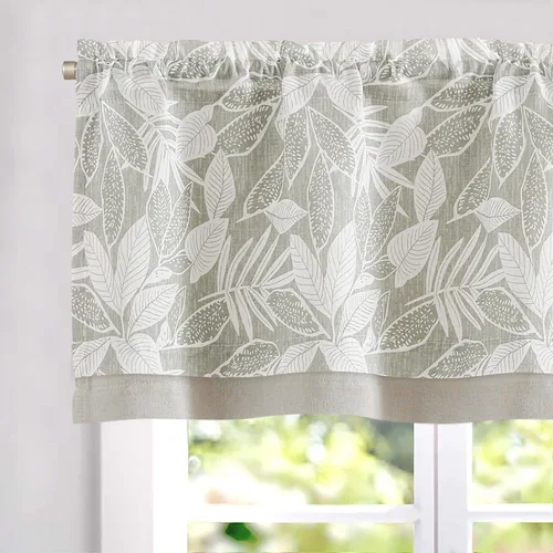 Vista 12 de Vangao Cenefas florales para ventanas verde bosque W50 X 16L 1 panel
