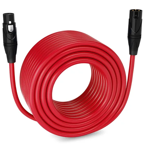 Vista 125 de LyxPro Cable de micrófono XLR hembra a macho de ángulo recto de 3 pines de 1.5 pies para altavoces amplificados, interfaz de audio, rendimiento