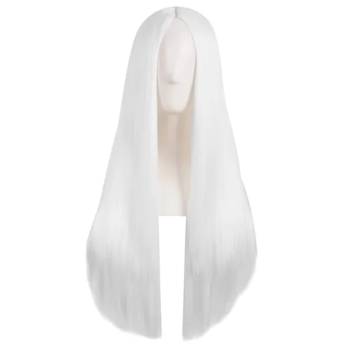 Vista 27 de MapofBeauty - Peluca sintética larga especial para mujer, de 28 pulgadas (70 cm), cabello lacio, color negro