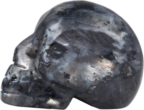Vista 3 de mookaitedecor 5 figuras de calavera de cristal de labradorita, 1 pulgada Gris
