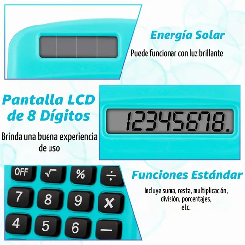 Vista 6 de Weewooday Calculadora pequeña de 6 piezas de batería solar de 8 dígitos