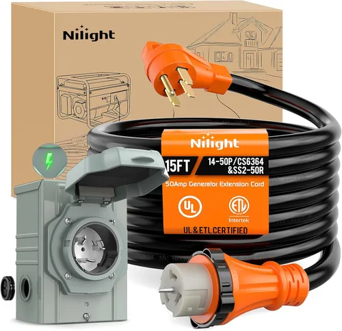 Vista 54 de Nilight Cable de Extensión para Secadora EV de 15 Pies 3 Clavijas 30 Amperios NEMA 10-30P 10-30R Cable de Extensiones Antiguas Servicio Pesado