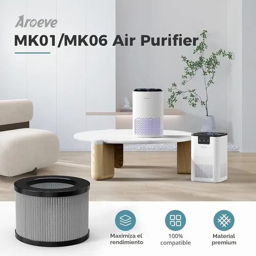 Vista 5 de AROEVE Purificadores de aire con 3 filtros (1 versión básica y 2 versiones de eliminación de humo)