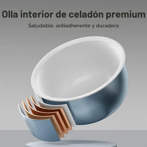 Vista 2 de Midea Olla Arrocera para 8 Tazas de Arroz Crudo, Olla Arrocera de Cerámica Antiadherente con Olla Interior Recubierta de Celadón, 15 Programas