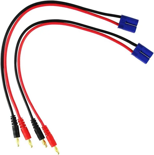 Vista 2 de 2 unids EC5 Macho Conector Enchufe 0.157 in Banana Plugs Cargador de Batería Cable Cable de Silicona 11.8 in 11.8 pulgadas (Paquete de 2)
