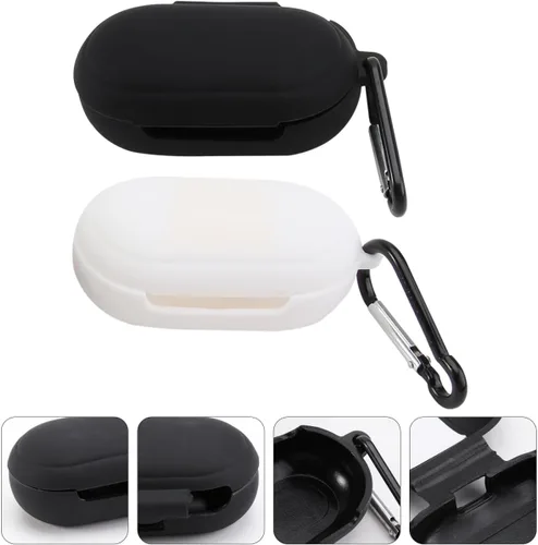 Vista 8 de Hemobllo Funda para auriculares inalámbricos compatible con Galaxy Buds Plus, paquete de 2 fundas protectoras de silicona con llavero portátil