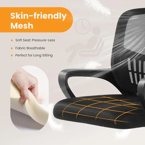 Vista 7 de Sweetcrispy Silla ejecutiva de gestión de oficina en casa, silla ergonómica de malla ajustable giratoria de escritorio para computadora con soporte