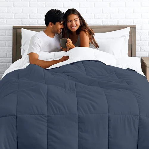 Vista 4 de Edredón reversible – Lujoso para todas las estaciones – 100% algodón orgánico tamaño individual XL de 68 x 92 pulgadas, 1 edredón alternativo