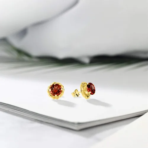 Vista 361 de Gem Stone King Aretes de plata de ley 925 de 0.236 in con piedra natal redonda para mujer