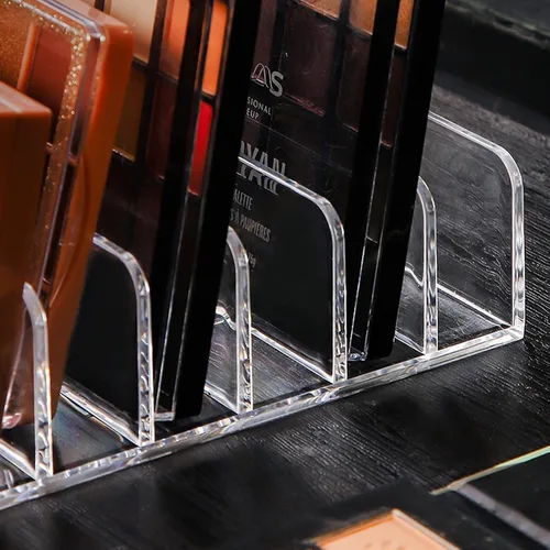 Vista 5 de Vowcarol Organizador de paleta de sombras de ojos, acrílico de 7 secciones divididas para paleta de maquillaje, soporte organizador - transparente