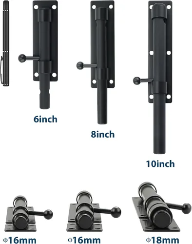 Vista 7 de Alise Cerradura de perno deslizante resistente de 6 pulgadas, cerradura de acero inoxidable SUS304, cerradura de puerta de seguridad para valla