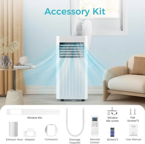 Vista 8 de COWSAR Aire acondicionado portátil de 10,000 BTU, unidad de CA portátil que enfría hasta 450 pies cuadrados con control remoto, 4 modos de aire