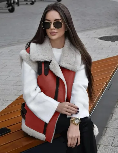 Vista 5 de APAFES Chaleco de gamuza de piel de invierno para mujer, cuello alto, sin mangas, forro polar
