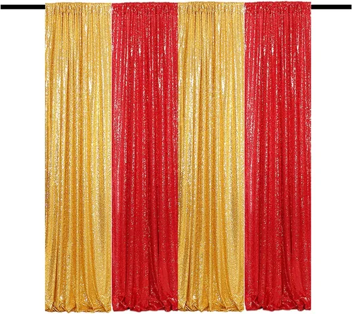 Vista 38 de Cortinas de Fondo de Lentejuelas Negras Cortinas Brillantes con Purpurina 2FTx8FT 2 Paneles para Decoraciones de Bodas Fiestas de Cumpleaños