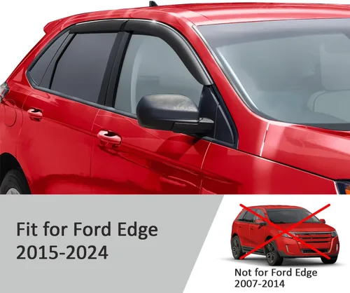 Vista 5 de Voron Glass - Cinta adhesiva de borde cromado, protectores de lluvia extra duraderos para Ford Edge 2015-2024, deflectores de ventana, viseras