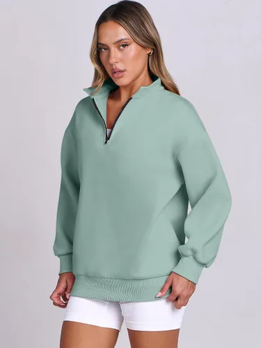 Vista 4 de ANRABESS Sudaderas de gran tamaño para mujer, sudaderas con capucha y media cremallera de 14, ropa de otoño 2024 Y2k