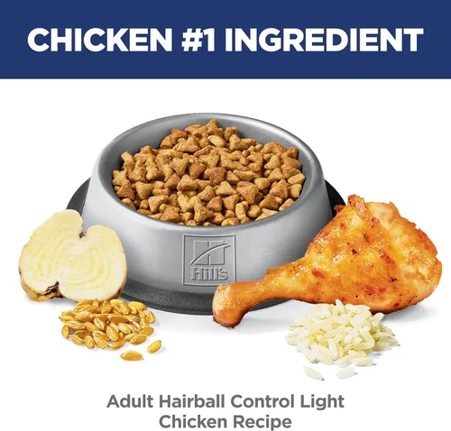 Vista 4 de Alimento seco para gatos Hill's Science, control de las bolas de pelo, ligero, para adultos 1-6, manejo del peso y apoyo para el control