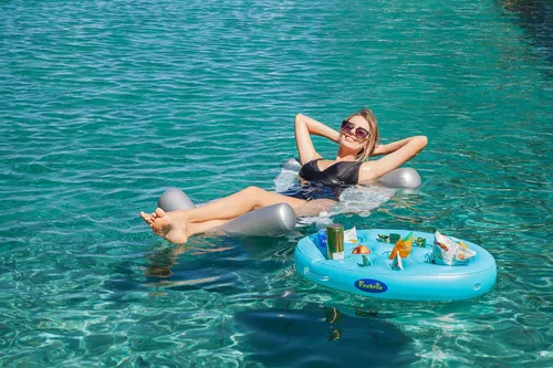 Vista 7 de Inflatable Pool Drink Holder with Large Capacity, Floating Drink Float for Hot Tub, Pool, Beach & Party - Holds Drinks, Phones & Snacks, Easy