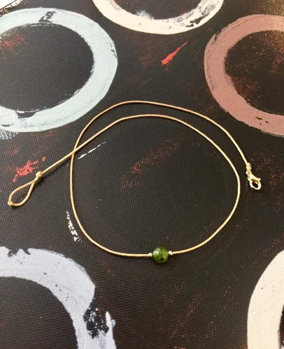 Vista 4 de Collar de piedras preciosas, gargantilla de jade nefrita natural de Canadá, collar impermeable, collar delicado simple, gargantilla delicada, collar