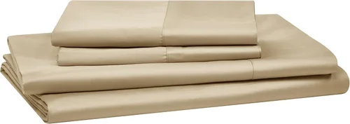 Vista 2 de Essential - Juego de sábanas beige de 4 piezas, 100% algodón egipcio, satén de lujo de 400 hilos, suave, premium, elegante, bolsillo profundo