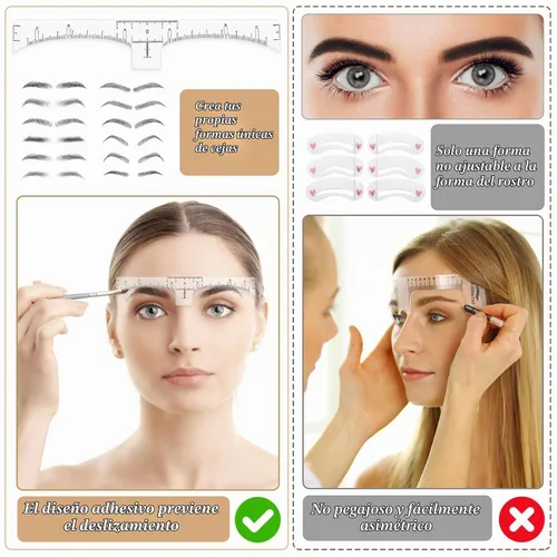 Vista 5 de 50 plantillas de regla de cejas, calcomanías desechables Abeillo para regla de cejas, plantilla de cejas de microblading, herramienta moldeadora