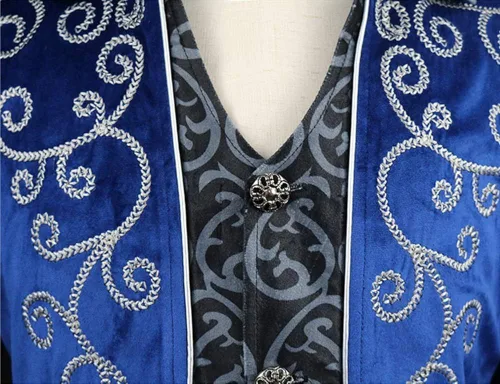 Vista 6 de Apocrypha Abrigo medieval steampunk para hombre, chaqueta gótica de vampiro, abrigo de vestido