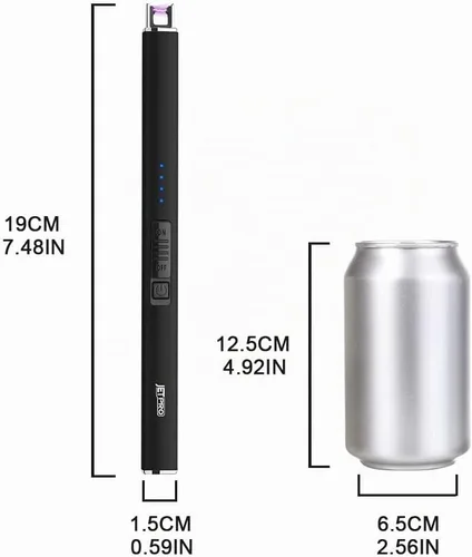 Vista 7 de Encendedor eléctrico de arco resistente al viento, sin llama, recargable por USB, con bloqueo de seguridad para velas, barbacoa, camping (negro)