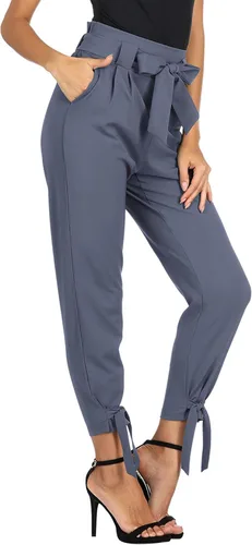 Vista 2 de GRACE KARIN - Pantalón deportivo tipo lápiz para mujer, diseño informal de tiro alto para trabajo, con lazo y bolsillos