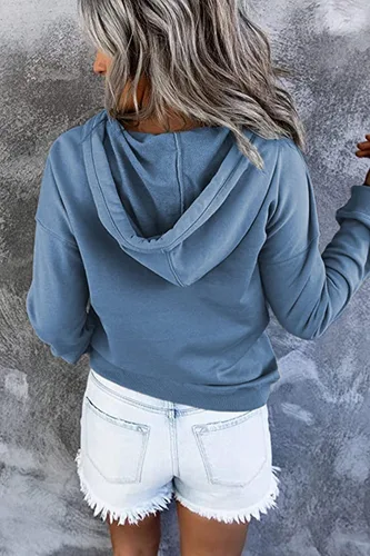 Vista 28 de NEYOUQE Sudaderas de moda para mujer, para otoño e invierno, con botones de un cuarto, sudaderas casuales de moda con cuello redondo