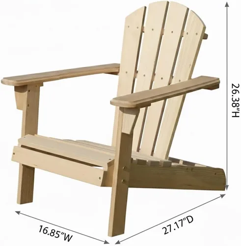 Vista 3 de Silla Adirondack de madera para niños, muebles de patio al aire libre para niños, jardín, césped, silla de cubierta, sin terminar