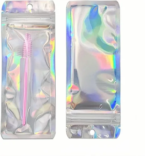 Vista 6 de Paquete de 100 bolsas holográficas transparentes de Mylar de 2.36 x