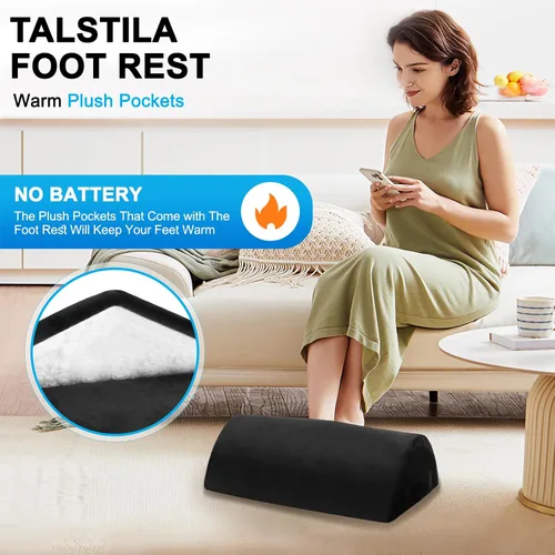 Vista 2 de TALSTILA Reposapiés para debajo del escritorio en el trabajo, reposapiés con bolsillos cálidos y de felpa, taburete ergonómico de espuma, reposapiés
