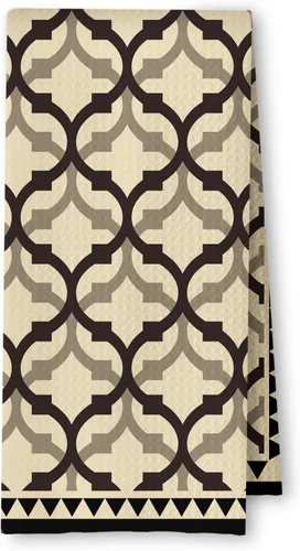 Vista 7 de Toallas de Cocina a Cuadros Neutros Bohemios, Toallas de Cocina y Té a Cuadros Beige y Negro para Decoración de Cocina, Toallas de Mano Retro