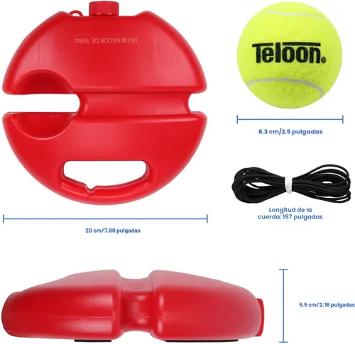 Vista 8 de Entrenador de tenis solo Teloon, pelota de rebote con cuerda para herramienta de entrenamiento de tenis para práctica personal para adultos o niños