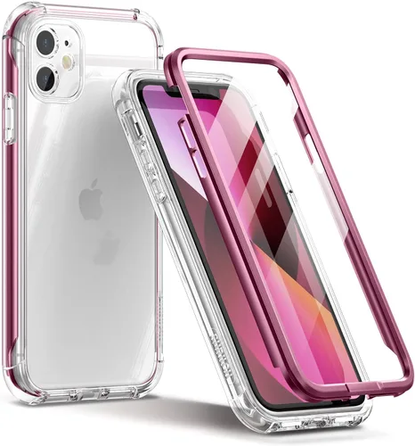 Vista 9 de SURITCH Funda transparente para iPhone 11 (solamente) de 6.1 pulgadas, [protector de pantalla integrado] cubierta protectora de cuerpo completo a