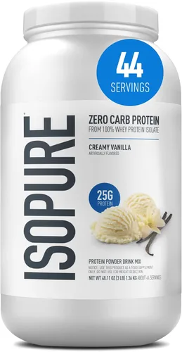 Vista 30 de Isopure Zero Carb 100% Proteína Pura de Suero Aislado en Polvo, Libre de Lactosa, Libre de Gluten, Con Vitaminas, Crema de Plátano, 25g de Proteína
