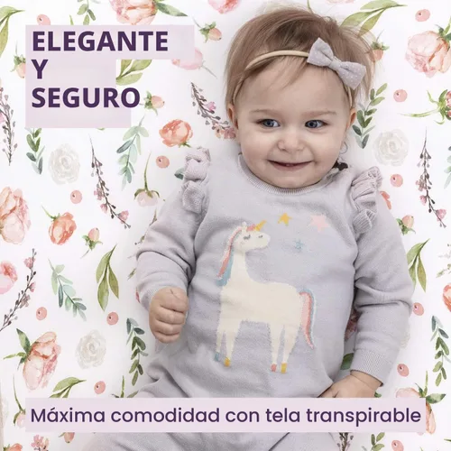 Vista 3 de Pobibaby Paquete de 2 sábanas bajeras para cuna para niñas, juego de sábanas de mezcla de algodón de primera calidad, suaves y transpirables
