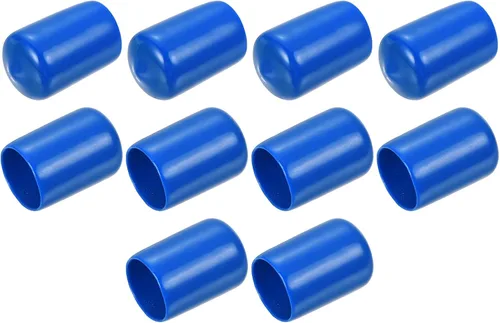 Vista 208 de uxcell 10 tapas de goma para extremos de 0.591 in de identificación, tapa de extremo redondo, protectores de rosca de tornillo, color negro