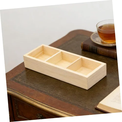 Vista 5 de KOMBIUDA Wood Tea Bag Holder 3 Compartment Organizer for Cabinets