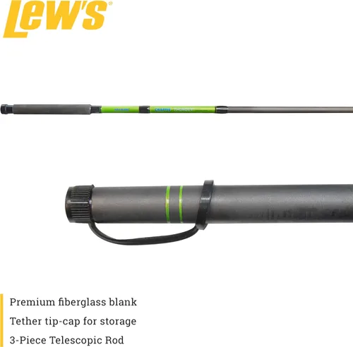 Vista 3 de Lew's Crappie Thunder - Caña de pescar telescópica, potencia ligera, acción rápida, fibra de vidrio de primera calidad, mango de espuma EVA