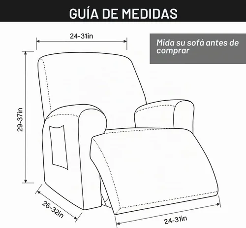 Vista 6 de CONRUSER Fundas elásticas para sillas reclinables, funda suave de 4 piezas, funda gruesa para sofá individual, funda de jacquard con bolsillo
