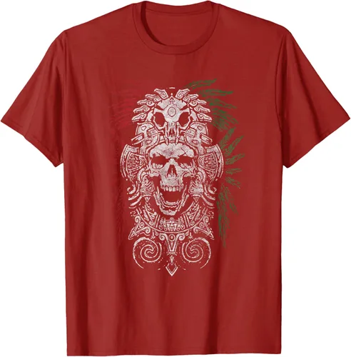 Vista 25 de Camiseta de Calavera Azteca con máscara Mayas Calavera Azteca, Negro