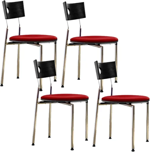 Vista 23 de Stackable Dining Chairs Set, Kitchen Chair with Curved Backrest, Upholstered Living Room Chair, Occasional Seat Dining Room Chairs with Metal
