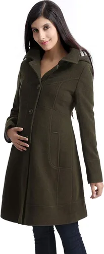 Vista 2 de Momo Maternity Outerwear Women Carina Hooded A-Line Wool Coat Pregnancy Winter Jacket Medum