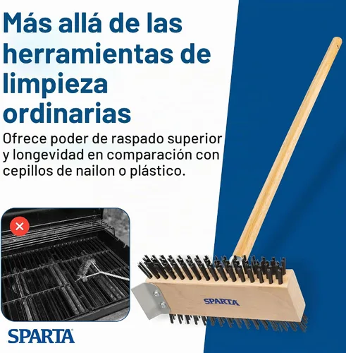 Vista 7 de SPARTA 4002600 Cepillo de parrilla de acero inoxidable, raspador de parrilla con mango largo para limpieza comercial, cocinas, restaurantes, baños