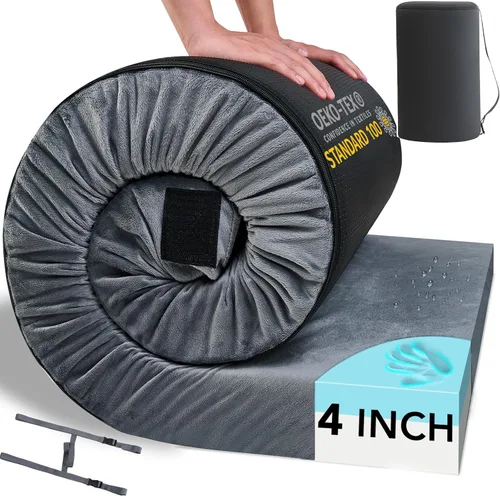 Vista 10 de HomeMate CertiPUR-US - Colchón de espuma viscoelástica para campamento, portátil, enrollable para adultos, colchoneta para dormir, colchoneta