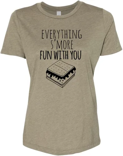 Vista 10 de Cute Women's Screen Printed Crew Neck Tee, Shirts With Sayings, Dusty Blue or Olive