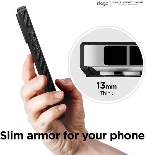 Vista 7 de elago Armor - Funda compatible con iPhone 13 Pro Max (6.7 pulgadas), funda protectora resistente, funda de TPU premium, textura de fibra de carbono