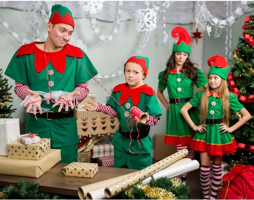 Vista 6 de Disfraz de elfo navideño para mujer y sombrero de elfo para mujer, Lima, rojo.