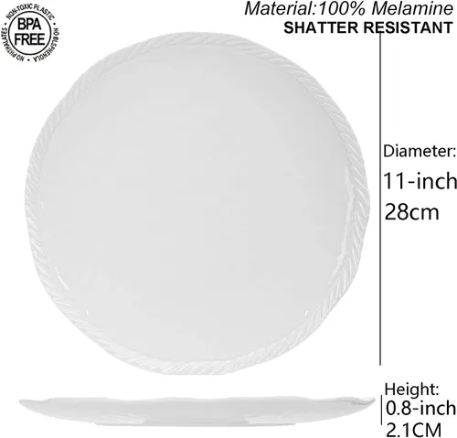 Vista 3 de KX-WARE Vajilla de melamina, cuenco de 6 piezas y plato de 6 piezas, color blanco